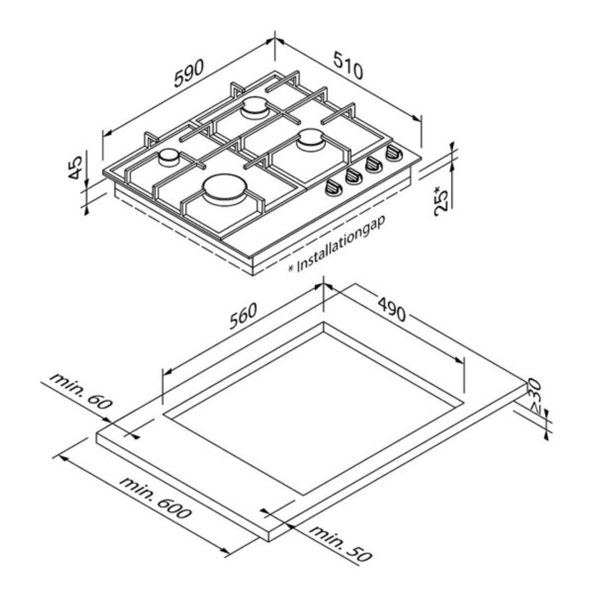 BLAUPUNKT 60CM GAS COOKTOP (STAINLESS STEEL)