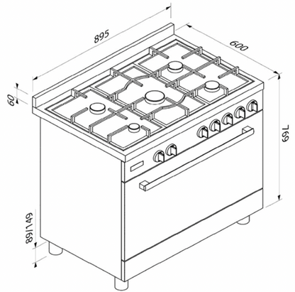 BLAUPUNKT 90CM FREESTANDING OVEN (DARK STEEL & BLACK)