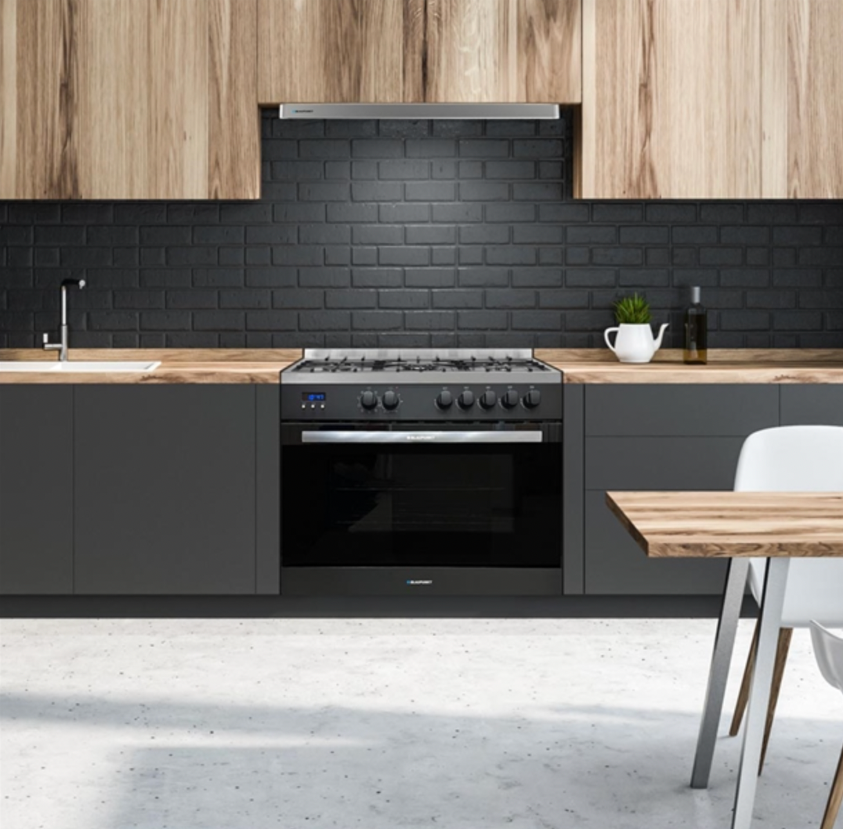 BLAUPUNKT 90CM FREESTANDING OVEN (DARK STEEL & BLACK)