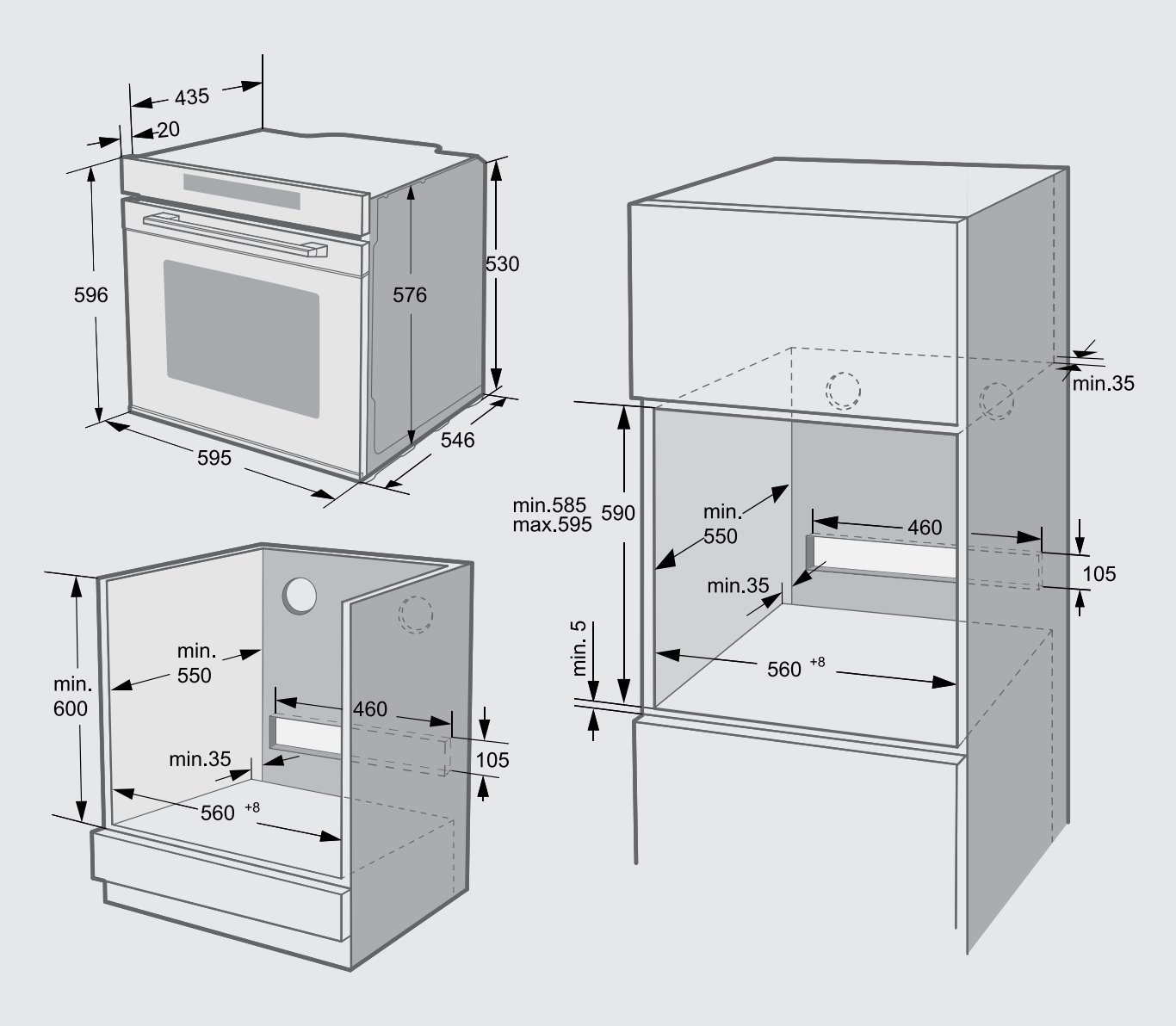 BLAUPUNKT 60CM BUILT-IN OVEN (DARK STEEL)