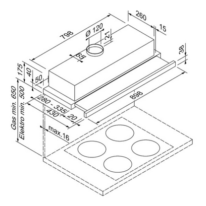 BLAUPUNKT 90CM SLIDEOUT UNDERMOUNT RANGE HOOD (STAINLESS STEEL)